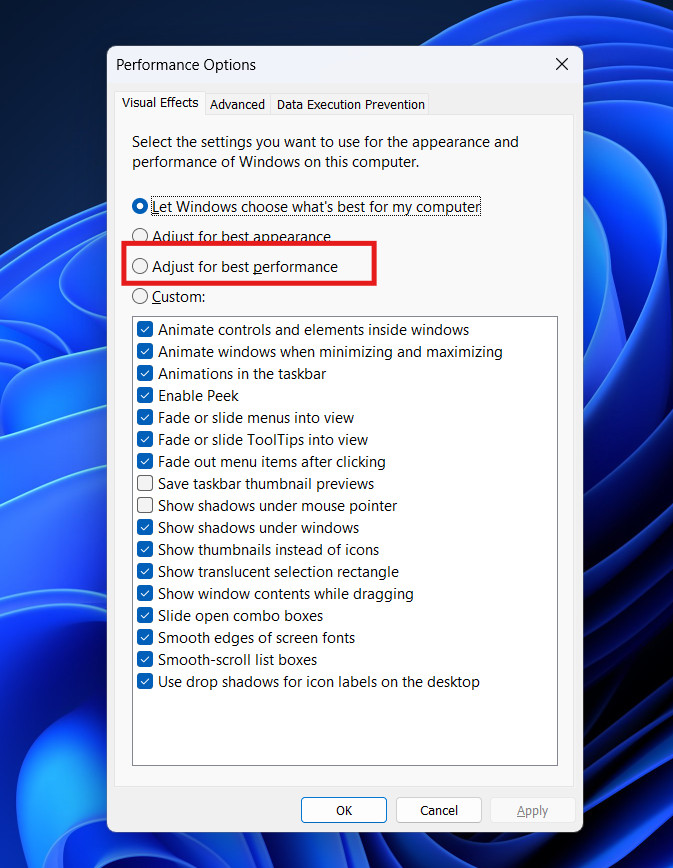 Adjust for best performance