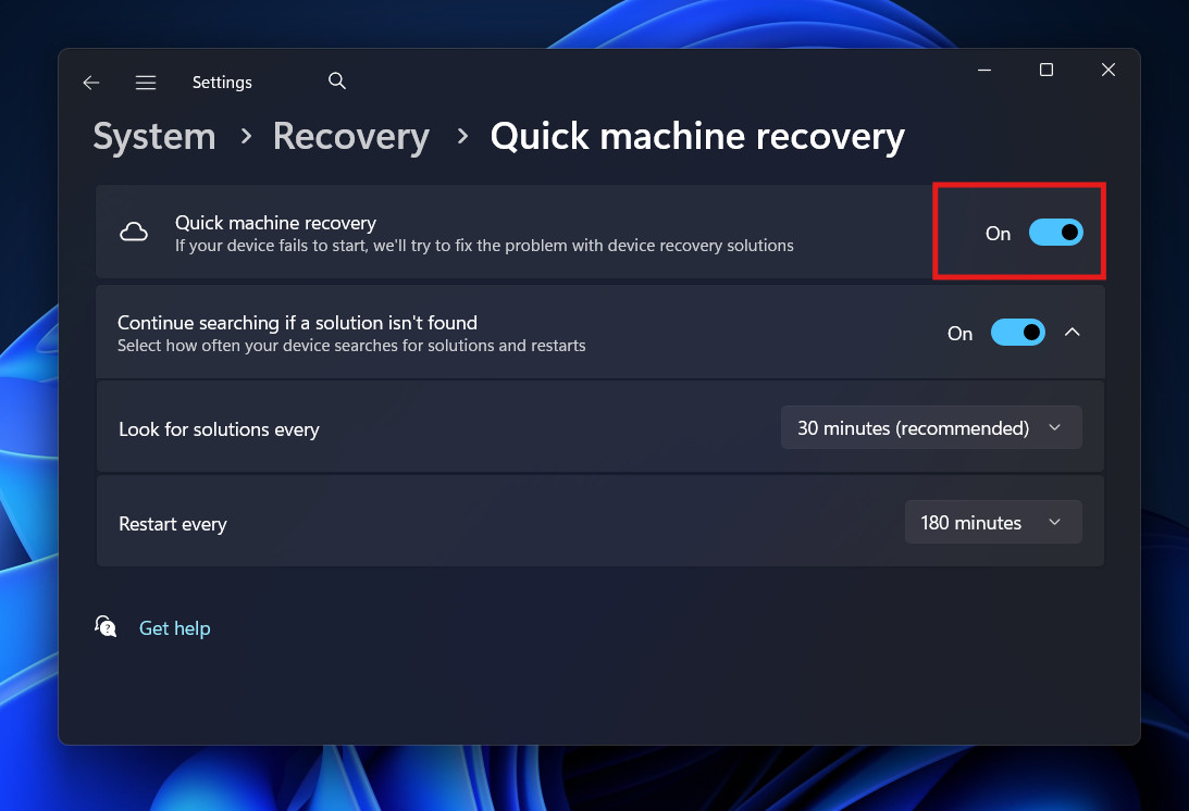 How to Enable Quick Machine Recovery to Fix Boot Problems on Windows 11