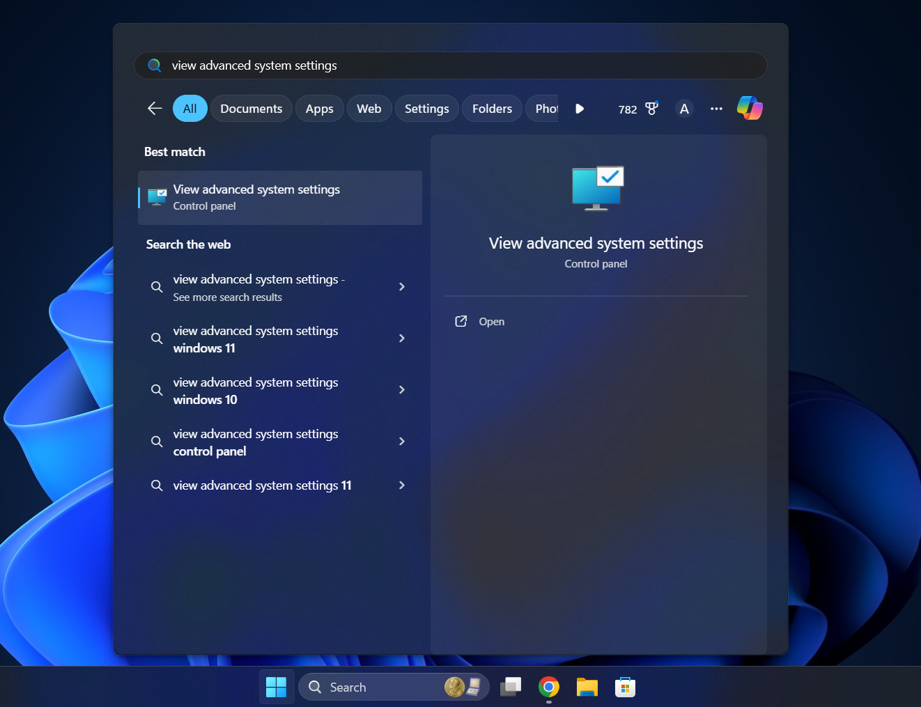 View Advanced System Settings