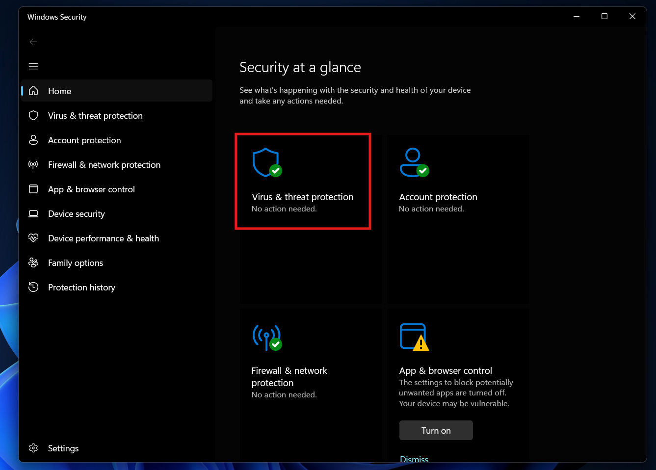 Virus and Threat Protection