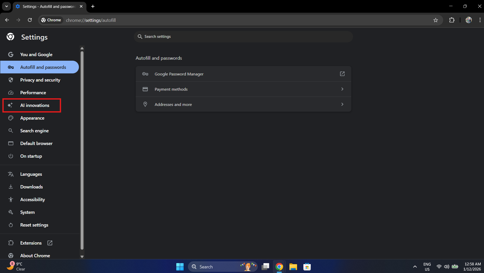 How to Disable Google Chrome AI Features on Windows 11