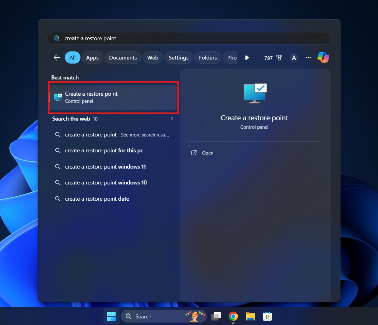 Create a restore point
