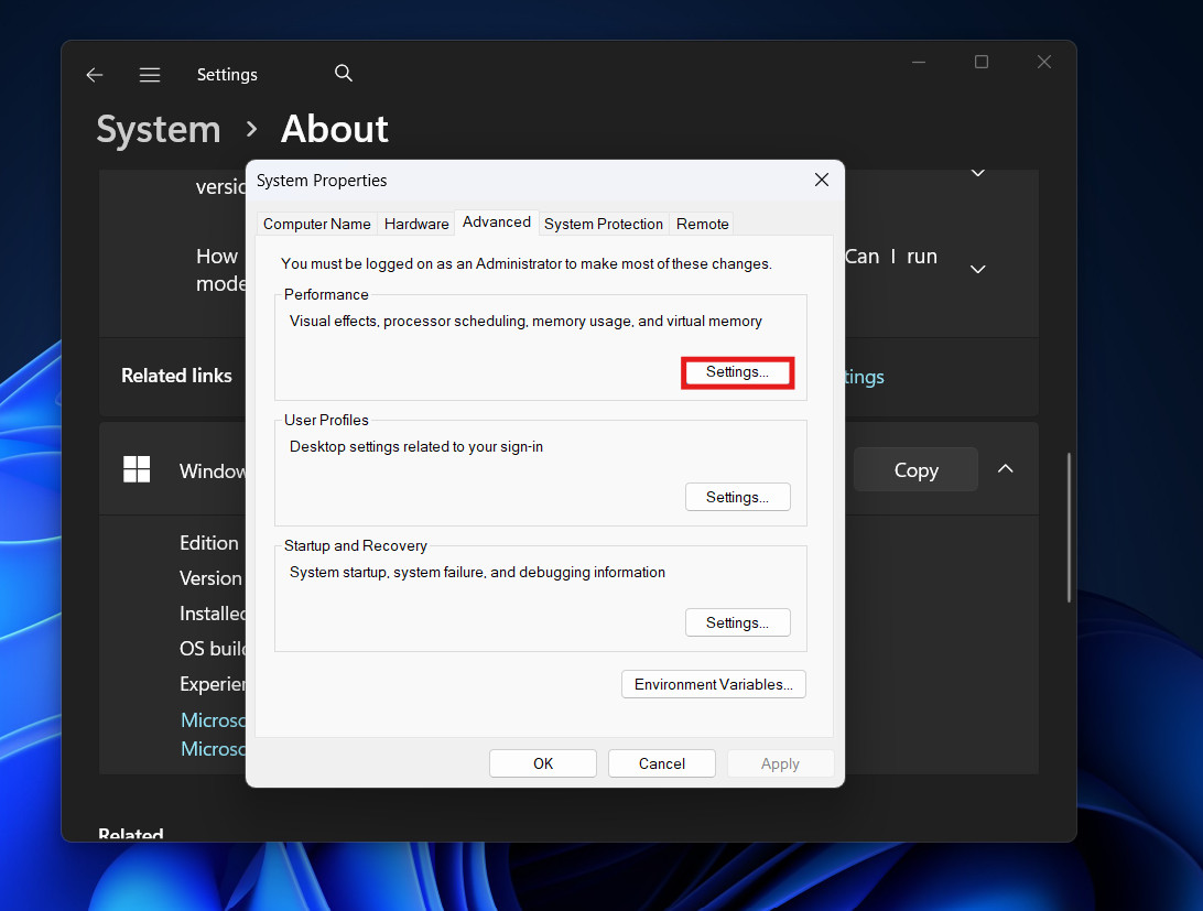 Performance Settings