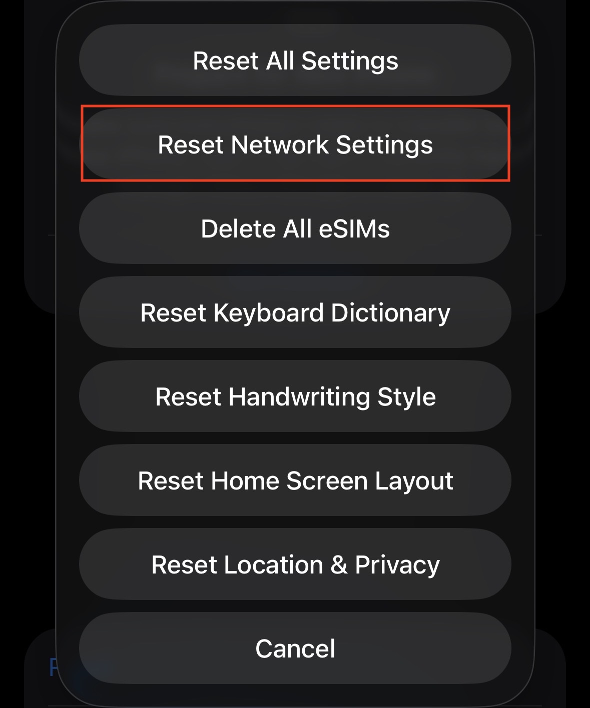 Reset Network Settings