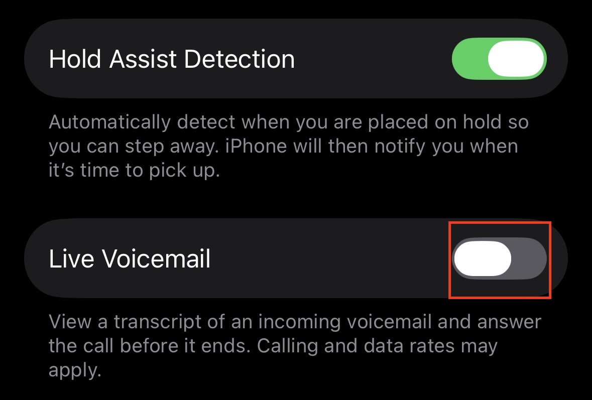 Turn Off Live Voicemail