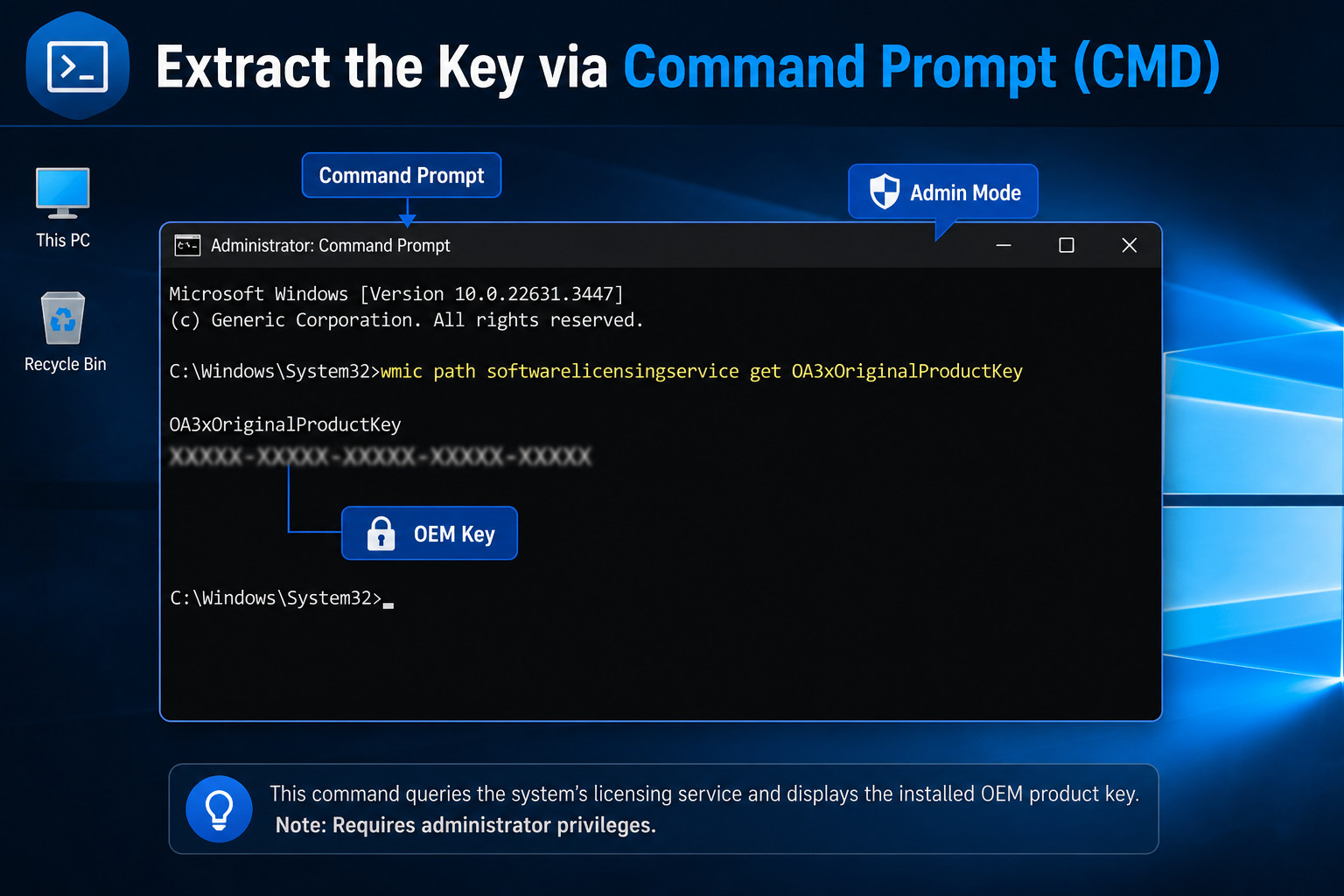 Extract the Key via Command Prompt (CMD)