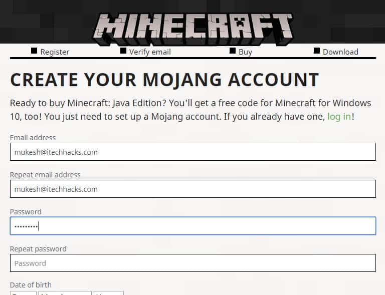 Create Your Mojang Account: Register Verify Email Buy Download