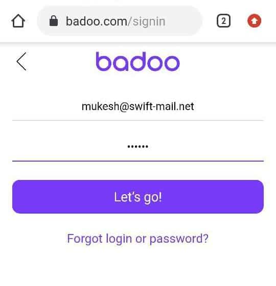 Badoo login