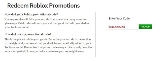 robux redeem promocode redeemed successfully enter