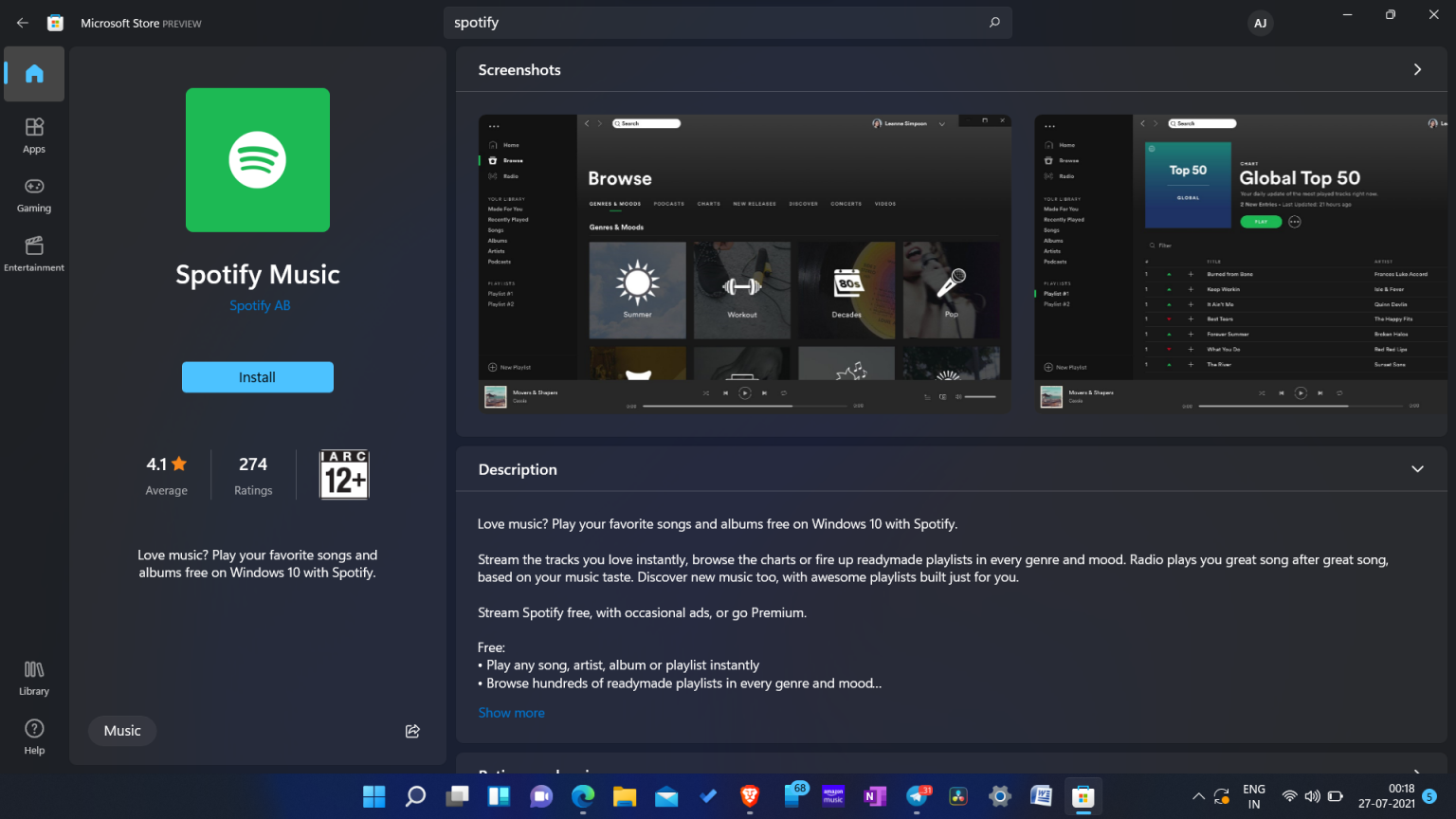 install spotify windows