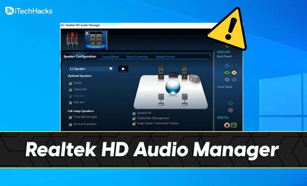 realtek hd audio manager windows 10