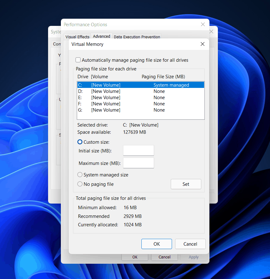 Configuring memory