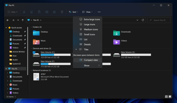 How to Turn On/Off Windows 11 File Explorer Compact View