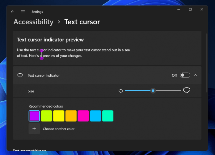 Ways To Turn On/Off Text Cursor Indicator In Windows 11