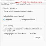 Change the virtual size using advanced system settings – 4