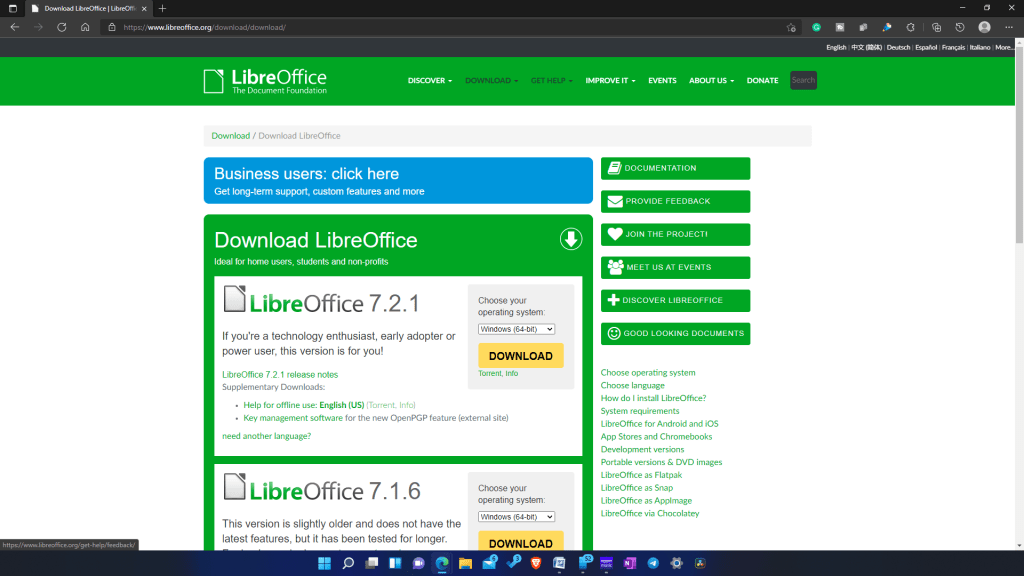 Download LibreOffice Offline Installer for Windows 11