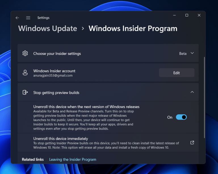 How to Switch From Insider to Stable Windows 11 Build