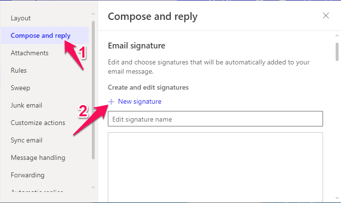 microsoft outlook change email signature