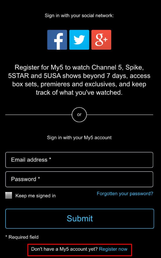 Como se registrar em my5.tv/activate