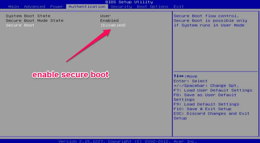 Enable Secure Boot