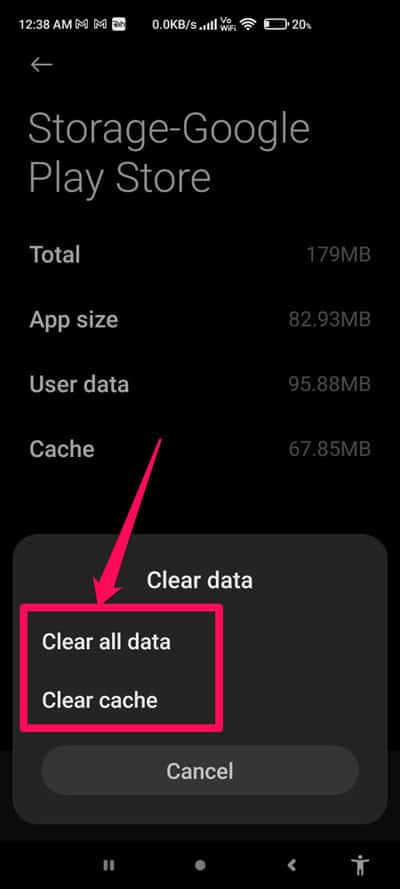 Clear the Cache File of PlayStore