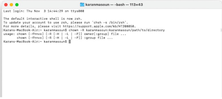 Zsh Permission Denied Error