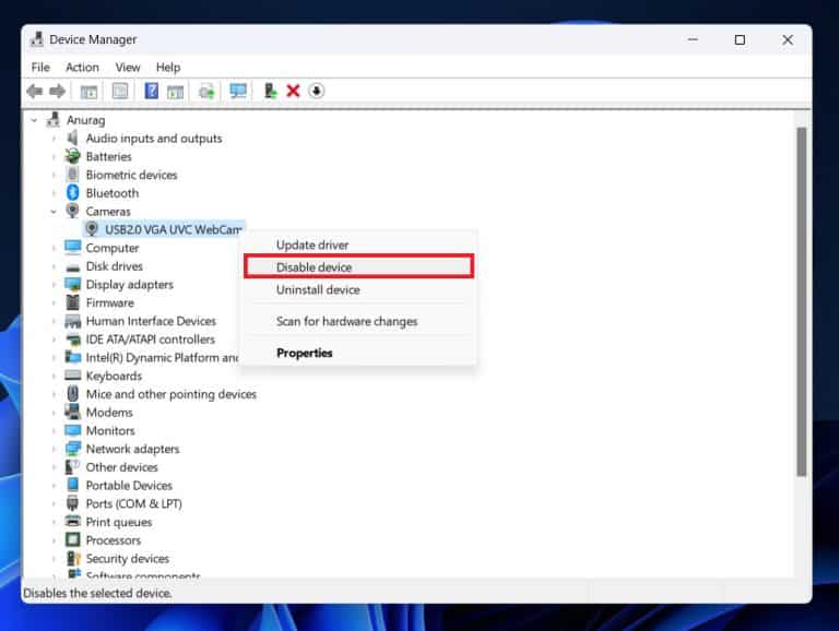 How to change default webcam to external webcam in windows 11 10