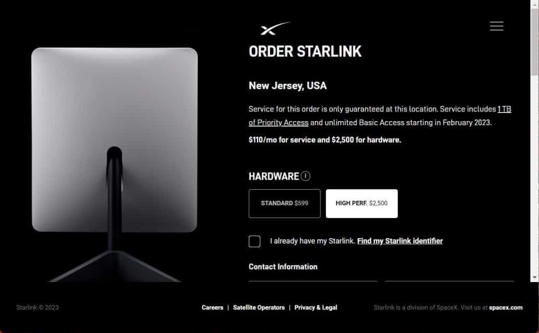 Starlink High Performance Dish For InMotion Upgrade Option 2024