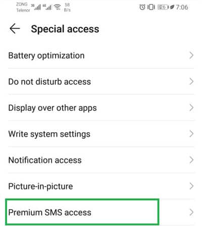 Allow Premium SMS Access
