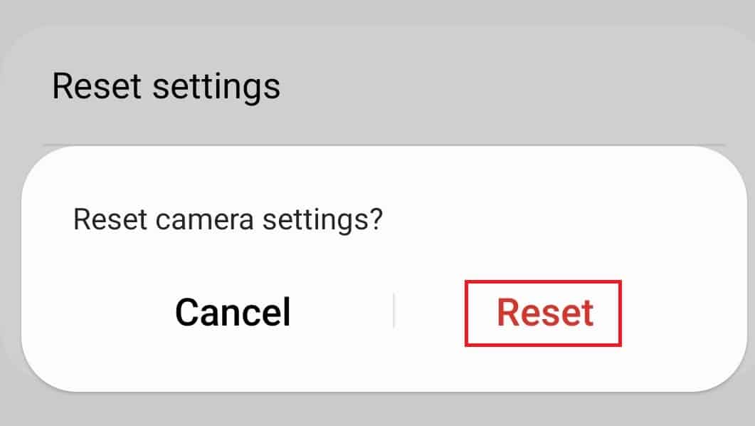 Confirm Reset Camera Settings