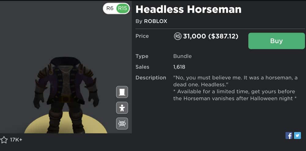 How Much Does Headless Cost in Roblox?