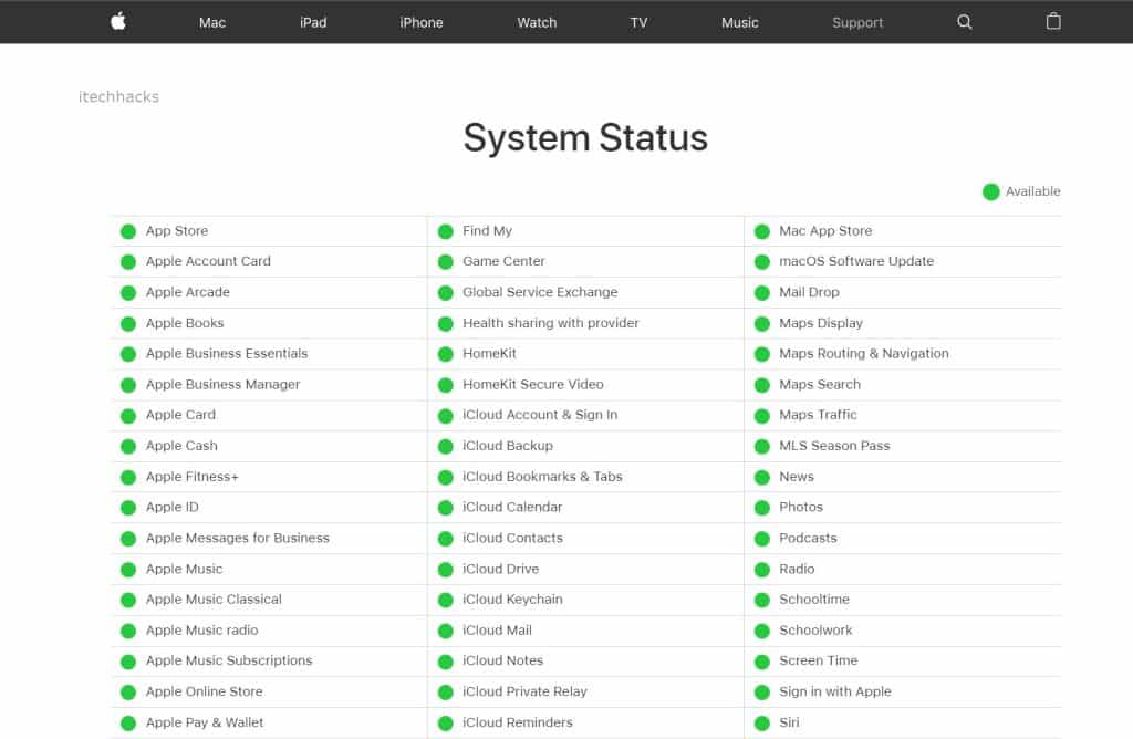 Top 12 Ways To Fix Facetime Not Showing Other Person 2024   Apple System Status 1024x668 