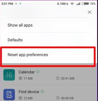 Reset App Preference