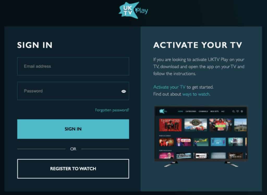 Activate UKTV Play at u.co.uk/activate Login Enter TV Activation Code