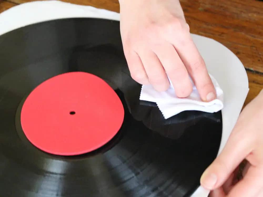 Cleaning Vinyl Record With Micro Fibre Cloth
