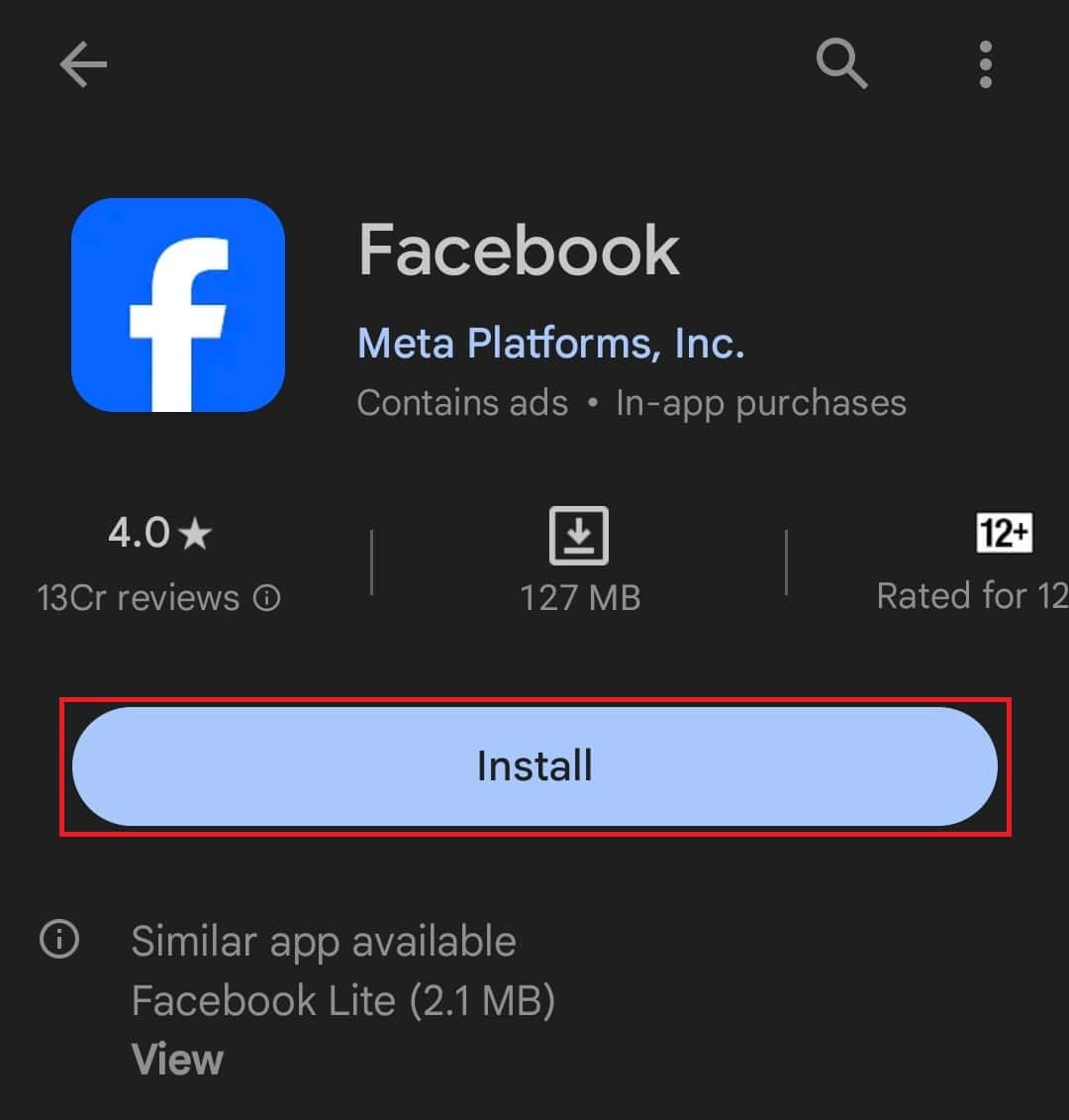 Install Facebook