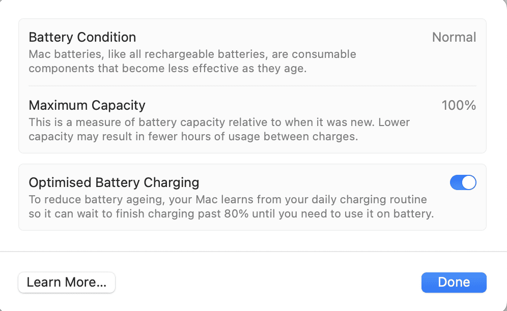 macOS Battery Health