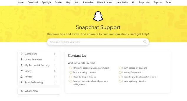 Contact Snapchat Support