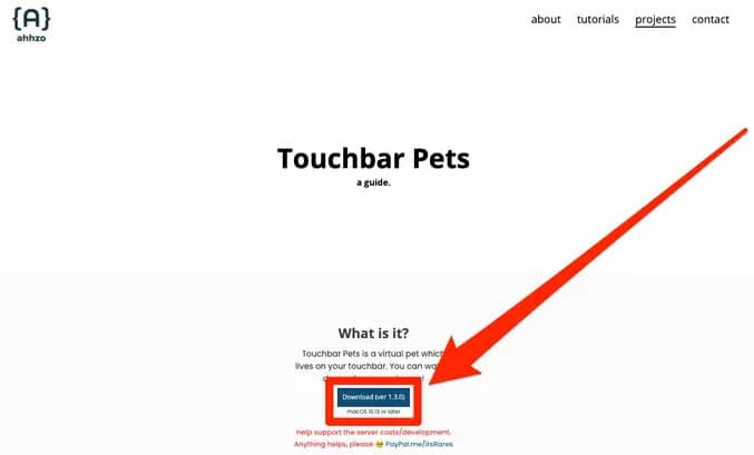 How to get Touchbar Pets 