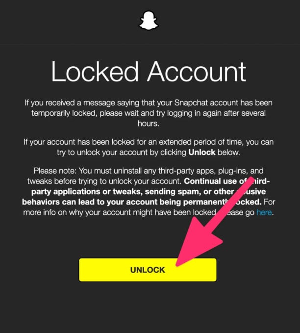 Unlock your Snapchat Account