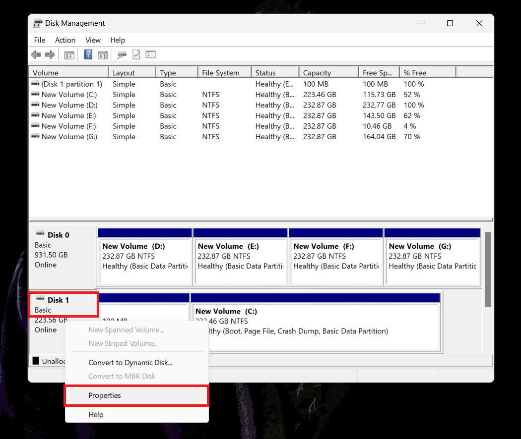 Disk Properties