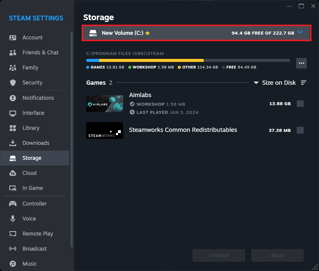 Storage Drop Down