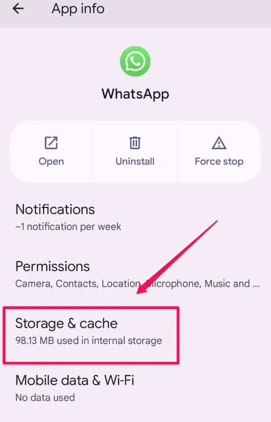 Clear WhatsApp Cache