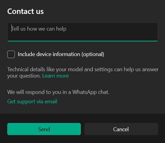 Contact WhatsApp Support