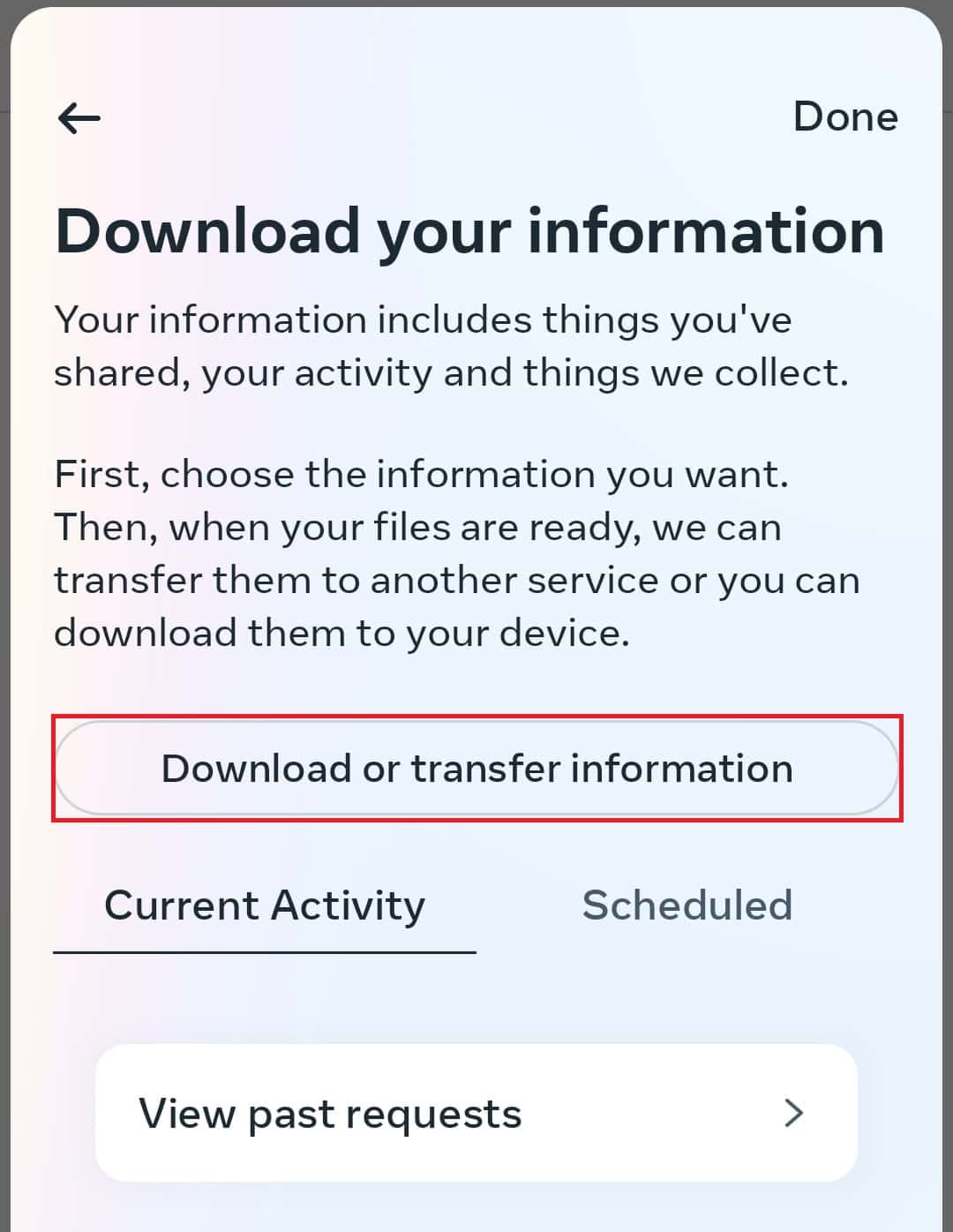 Donwload or Transfer Information