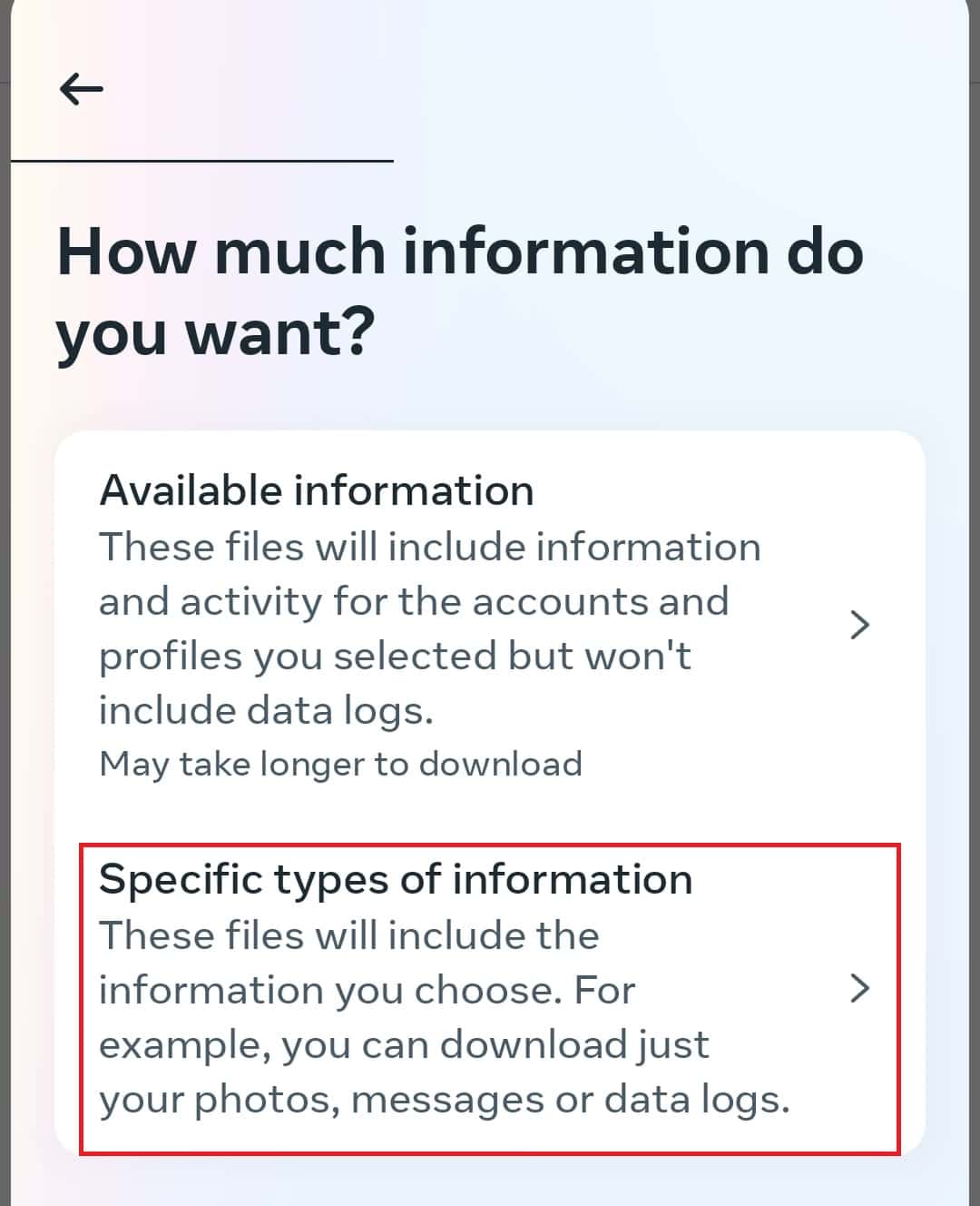 Specific Types of Information