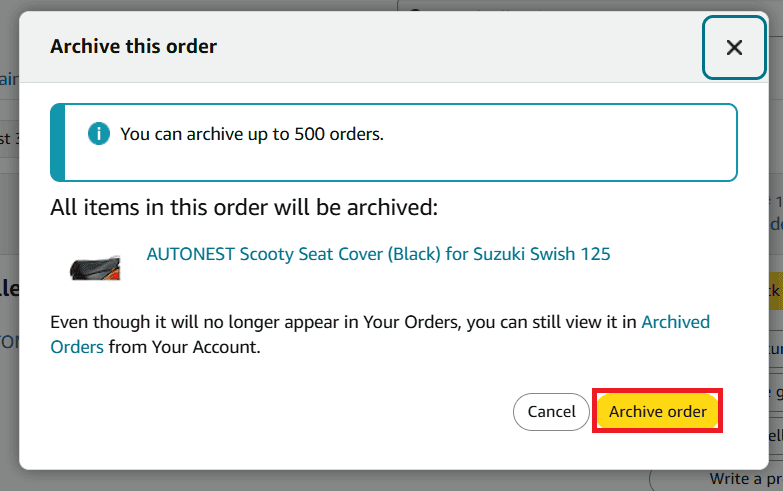 Confirm Archive Order