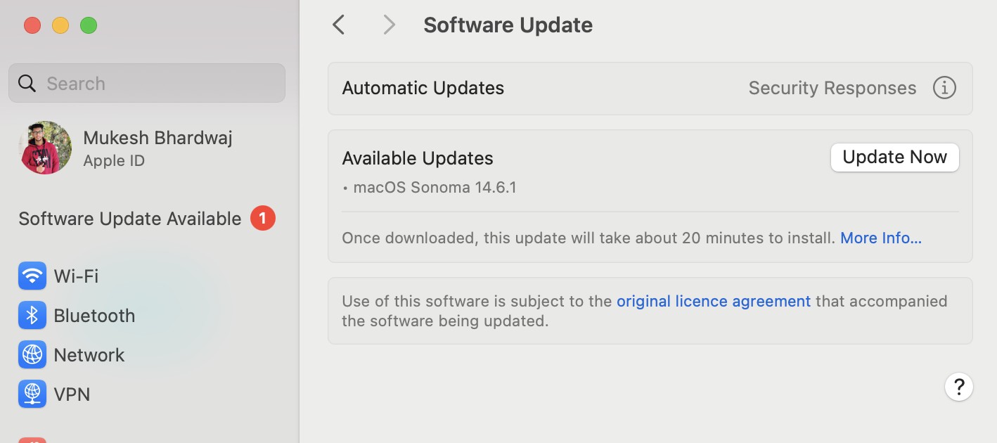 Software Update.