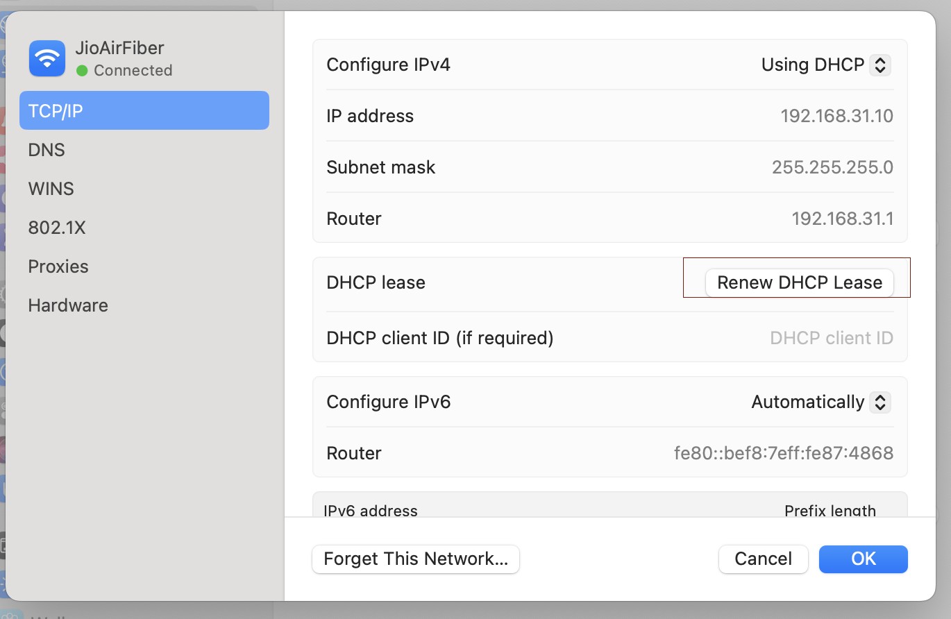 Renew DHCP Lease