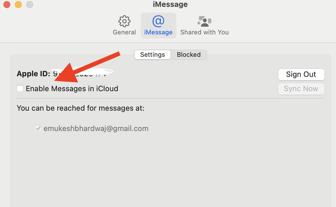 Enable Messages in iCloud